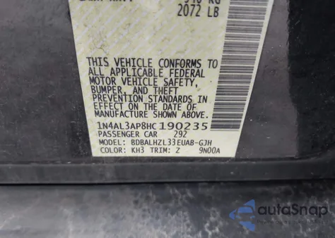 2017 Nissan Altima 2.5 Sr z USA, uszkodzony, nr VIN 1N4AL3AP8HC190235